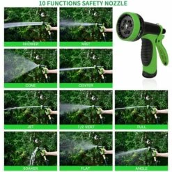 PETITES ECREVISSES Tuyau Arrosage Extensible Avec 8 Fonctions Pistolet Pour Nettoyage Et Arrosage Vert - 15M/50FT 11 PETITES ECREVISSES Tuyau Arrosage Extensible Avec 8 Fonctions Pistolet Pour Nettoyage Et Arrosage Vert - 15M/50FT -Tuyau d'arrosage Soldes 55495892 5