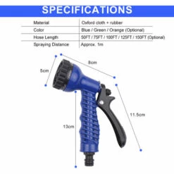 TANCYCO Tuyau D'arrosage, Tuyau D'arrosage Télescopique à Haute Pression, Tuyau D'arrosage Flexible Magique Avec Buse De Pulvérisation à 7 Fonctions Pour Lavage De Voiture, Arrosage De Jardin, Bleu, 46 M -Tuyau d'arrosage Soldes 55763438 4