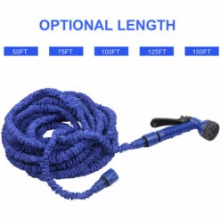 TANCYCO Tuyau D'arrosage, Tuyau D'arrosage Télescopique à Haute Pression, Tuyau D'arrosage Flexible Magique Avec Buse De Pulvérisation à 7 Fonctions Pour Lavage De Voiture, Arrosage De Jardin, Bleu, 46 M -Tuyau d'arrosage Soldes 55763438 5