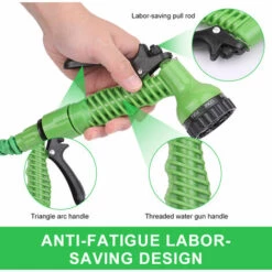 TANCYCO Tuyau D'arrosage, Tuyau D'arrosage Télescopique à Haute Pression, Tuyau D'arrosage Flexible Magique Avec Buse De Pulvérisation à 7 Fonctions Pour Lavage De Voiture, Arrosage De Jardin, Vert, 30 M -Tuyau d'arrosage Soldes 55763445 4