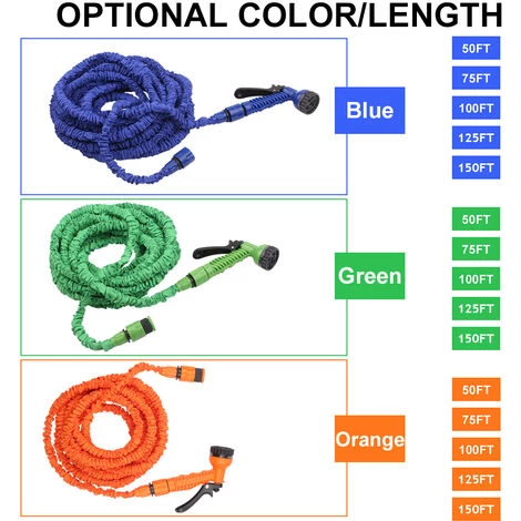 TANCYCO Tuyau D'arrosage, Tuyau D'arrosage Télescopique à Haute Pression, Tuyau D'arrosage Flexible Magique Avec Buse De Pulvérisation à 7 Fonctions Pour Lavage De Voiture, Arrosage De Jardin, Vert, 46 M 4 TANCYCO Tuyau D'arrosage, Tuyau D'arrosage Télescopique à Haute Pression, Tuyau D'arrosage Flexible Magique Avec Buse De Pulvérisation à 7 Fonctions Pour Lavage De Voiture, Arrosage De Jardin, Vert, 46 M – Image 2