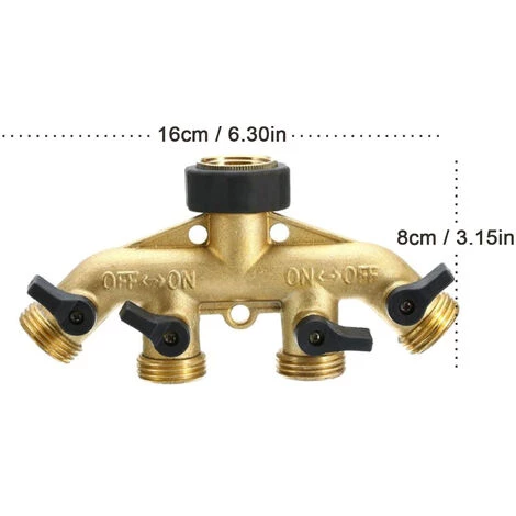 TANCYCO Séparateur De Tuyau D'arrosage à 4 Voies Connecteur De Tuyau De 3/4 Po Inverseur D'eau En Cuivre Avec 4 Vannes Pour Le Lavage De Voiture D'irrigation De Pelouse De Jardin 5 TANCYCO Séparateur De Tuyau D'arrosage à 4 Voies Connecteur De Tuyau De 3/4 Po Inverseur D'eau En Cuivre Avec 4 Vannes Pour Le Lavage De Voiture D'irrigation De Pelouse De Jardin – Image 3