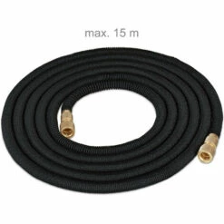 Relaxdays Tuyau D'arrosage Long, Extensible Jusqu'à 15 M, Raccord 1/2 & 3/4 Pouce, Tuyau D'eau, Polyester, Noir -Tuyau d'arrosage Soldes 56057767 5