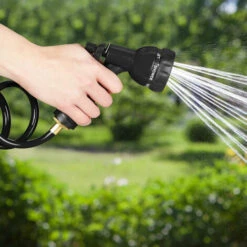 Relaxdays Tuyau D’arrosage Spirale, Long Jusqu’à 10 M, Tuyau D’eau Flexible Avec Pistolet, Réglable Avec 7 Modes, Noir -Tuyau d'arrosage Soldes 56057792 3
