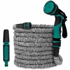 VONROC Tuyau D’arrosage Flexible 20m – Support, Buse Et Pistolet Multi Spray Inclus