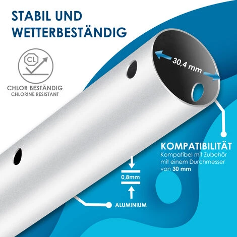 KESSER® Perche Télescopique De Piscine En Aluminium Perche De Piscine | Tige Pour Le Nettoyage De Piscine En 3 parties | Réglable De 1,20 m à 3,60 m | Résistant Aux Intempéries Et Stable, Argent 7 KESSER® Perche Télescopique De Piscine En Aluminium Perche De Piscine | Tige Pour Le Nettoyage De Piscine En 3 parties | Réglable De 1,20 m à 3,60 m | Résistant Aux Intempéries Et Stable, Argent – Image 5