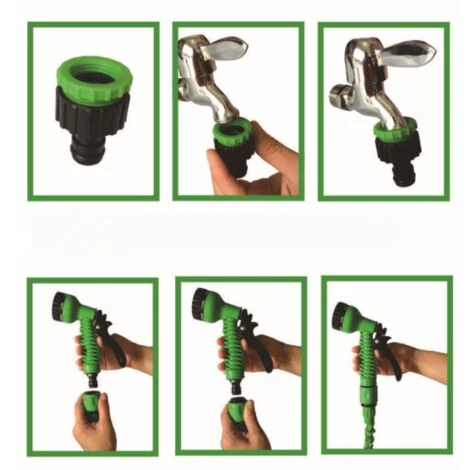 BENOBBY KIDS Tuyau D'arrosage Extensible Flexible De 7,6 M Tuyau D'arrosage Extensible 7 Fonctions Buse Pulvérisateur Pour Jardin Extérieur (7,5 M, Vert) 7 BENOBBY KIDS Tuyau D'arrosage Extensible Flexible De 7,6 M Tuyau D'arrosage Extensible 7 Fonctions Buse Pulvérisateur Pour Jardin Extérieur (7,5 M, Vert) – Image 5
