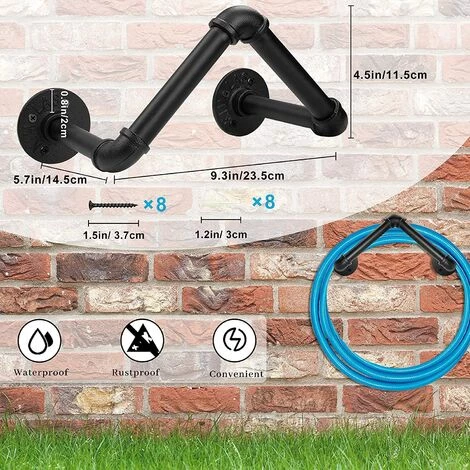 TRIOMPHE Support Mural Pour Tuyau D'arrosage,T-Audace Fonte Fer Support De Tuyau D'eau En Métal Sur Pied Avec Vis Et Vis D'expansion, Support Pour Tuyaux De Jardin Pour Usage Intérieur Et Extérieur (noire, 1) 4 TRIOMPHE Support Mural Pour Tuyau D'arrosage,T-Audace Fonte Fer Support De Tuyau D'eau En Métal Sur Pied Avec Vis Et Vis D'expansion, Support Pour Tuyaux De Jardin Pour Usage Intérieur Et Extérieur (noire, 1) – Image 2