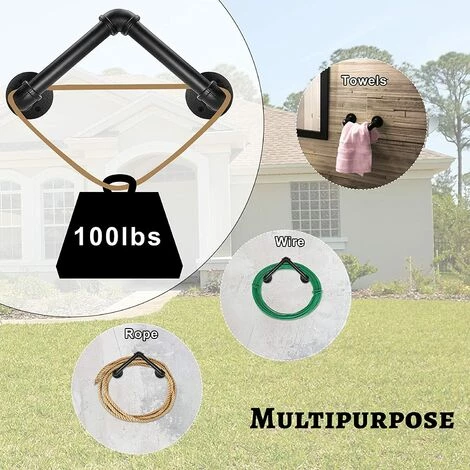 TRIOMPHE Support Mural Pour Tuyau D'arrosage,T-Audace Fonte Fer Support De Tuyau D'eau En Métal Sur Pied Avec Vis Et Vis D'expansion, Support Pour Tuyaux De Jardin Pour Usage Intérieur Et Extérieur (noire, 1) 5 TRIOMPHE Support Mural Pour Tuyau D'arrosage,T-Audace Fonte Fer Support De Tuyau D'eau En Métal Sur Pied Avec Vis Et Vis D'expansion, Support Pour Tuyaux De Jardin Pour Usage Intérieur Et Extérieur (noire, 1) – Image 3