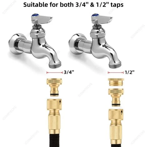 ABCRITAL Tuyau D'Arrosage Extensible, Iconntechs 15M/50Ft Tuyau Rétractable Raccords De 3/4" Et 1/2" En Laiton Massif Standard Ue Flexible Tuyau D'Eau Avec Vanne D'Arrêt Buse De Pulvérisation À 8 Fonctions 7 ABCRITAL Tuyau D'Arrosage Extensible, Iconntechs 15M/50Ft Tuyau Rétractable Raccords De 3/4" Et 1/2" En Laiton Massif Standard Ue Flexible Tuyau D'Eau Avec Vanne D'Arrêt Buse De Pulvérisation À 8 Fonctions – Image 5