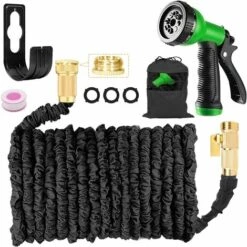 ABCRITAL Tuyau Arrosage Extensible Tuyau D'Arrosage Extensible Flexible Arrosage, Buse 8 Fonctions Expansion Tuyaux D'Eau Magiques Avec Raccords Laiton Massif Pour Maison,Cour, Nettoyage Voiture