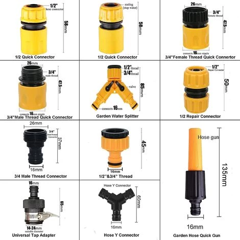 ABCRITAL Lot De 20 Connecteur De Raccord Tuyau D'Arrosage,Adaptateur Robinet Tuyau Arrosage,Séparateur De Tuyau En Y, Connecteur De Robinet Universel, Etc. 4 ABCRITAL Lot De 20 Connecteur De Raccord Tuyau D'Arrosage,Adaptateur Robinet Tuyau Arrosage,Séparateur De Tuyau En Y, Connecteur De Robinet Universel, Etc. – Image 2