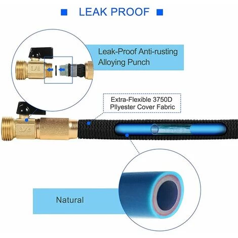 Tuyau D'arrosage Tuyau D'eau Extensible 25 Pieds-3/4 Pouces En Laiton Massif Avec Valve-triple Noyau En Latex 3750D Tissu Résistant Aux Fuites Et Sans Plis Flexible Tuyau D'arrosage LITZEE 6 Tuyau D'arrosage Tuyau D'eau Extensible 25 Pieds-3/4 Pouces En Laiton Massif Avec Valve-triple Noyau En Latex 3750D Tissu Résistant Aux Fuites Et Sans Plis Flexible Tuyau D'arrosage LITZEE – Image 4