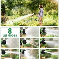 ROSIER Pistolet D'Arrosage Métal En 8 Fonctions - Douchette De Jardin à Haute Pression Pour Tuyau D'arrosage, Nettoyage De Trottoir, Lavage De Voiture, Bain D'animaux, Irrigation De Pelouse (vert) ——VEBTles -Tuyau d'arrosage Soldes 57764159 3