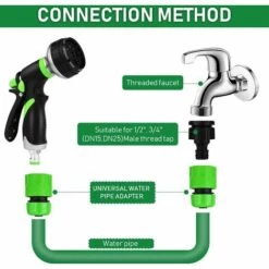 ROSIER Pistolet D'Arrosage Métal En 8 Fonctions - Douchette De Jardin à Haute Pression Pour Tuyau D'arrosage, Nettoyage De Trottoir, Lavage De Voiture, Bain D'animaux, Irrigation De Pelouse (vert) ——VEBTles -Tuyau d'arrosage Soldes 57764159 5
