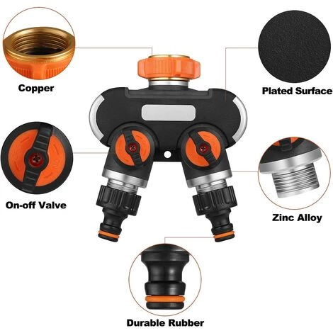 READCLY Distributeur Arrosage 2 Voies, Séparateur De Tuyau D'arrosage, Raccord Tuyau D'arrosage, Débit D'eau Réglable, Idéal Pour Robinet Extérieur 5 READCLY Distributeur Arrosage 2 Voies, Séparateur De Tuyau D'arrosage, Raccord Tuyau D'arrosage, Débit D'eau Réglable, Idéal Pour Robinet Extérieur – Image 3