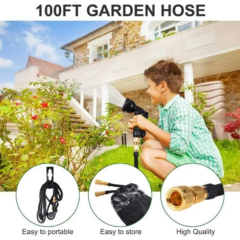 READCLY 100FT Tuyau D'arrosage Extensible, Tuyau D'arrosage Flexible De 30m Pistolet 8 Fonctions Pour Irrigation Et Nettoyage Du Jardin 4 READCLY 100FT Tuyau D'arrosage Extensible, Tuyau D'arrosage Flexible De 30m Pistolet 8 Fonctions Pour Irrigation Et Nettoyage Du Jardin – Image 2