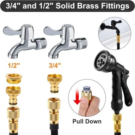 READCLY 100FT Tuyau D'arrosage Extensible, Tuyau D'arrosage Flexible De 30m Pistolet 8 Fonctions Pour Irrigation Et Nettoyage Du Jardin 6 READCLY 100FT Tuyau D'arrosage Extensible, Tuyau D'arrosage Flexible De 30m Pistolet 8 Fonctions Pour Irrigation Et Nettoyage Du Jardin – Image 4