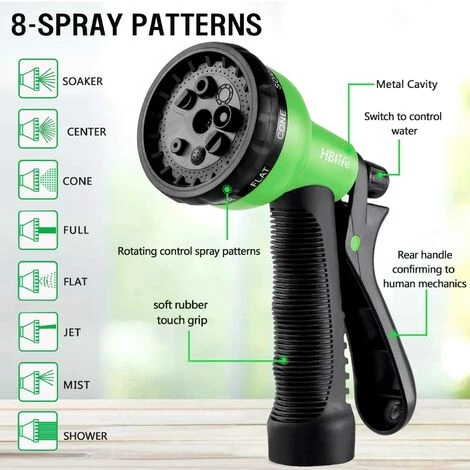 READCLY Tuyau D'arrosage, Tuyau D'arrosage Rétractable,Tuyau D'arrosage Extensible Tuyau D'arrosage Extensible Noir Extensible Rétractable Avec 8 Fonction Pistolet 100FT 6 READCLY Tuyau D'arrosage, Tuyau D'arrosage Rétractable,Tuyau D'arrosage Extensible Tuyau D'arrosage Extensible Noir Extensible Rétractable Avec 8 Fonction Pistolet 100FT – Image 4