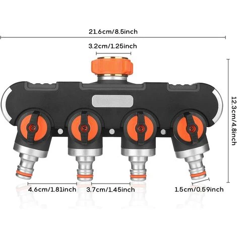 READCLY Répartiteur En 4 Voies, Utilitaire Extérieur Raccord De Tuyau Débit D'eau Réglable Et Verrouillable, Séparateur De Tuyau D'arrosage, Distributeur Pour L'irrigation Du Jardin Pour Jardin 4 READCLY Répartiteur En 4 Voies, Utilitaire Extérieur Raccord De Tuyau Débit D'eau Réglable Et Verrouillable, Séparateur De Tuyau D'arrosage, Distributeur Pour L'irrigation Du Jardin Pour Jardin – Image 2