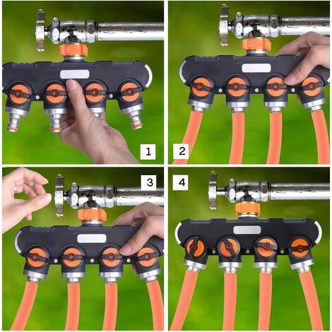 READCLY Répartiteur En 4 Voies, Utilitaire Extérieur Raccord De Tuyau Débit D'eau Réglable Et Verrouillable, Séparateur De Tuyau D'arrosage, Distributeur Pour L'irrigation Du Jardin Pour Jardin 7 READCLY Répartiteur En 4 Voies, Utilitaire Extérieur Raccord De Tuyau Débit D'eau Réglable Et Verrouillable, Séparateur De Tuyau D'arrosage, Distributeur Pour L'irrigation Du Jardin Pour Jardin – Image 5