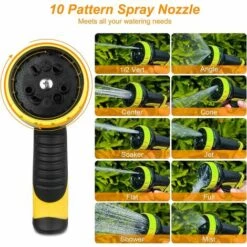 READCLY Tuyau Arrosage Extensible 15m Tuyau D'arrosage Avec Pistolet à 10 Modes Tuyau Arrosage Rétractable Raccords De 3/4" Et 1/2" Pour Irrigation Et Nettoyage Du Jardin, 50ft Noir -Tuyau d'arrosage Soldes 57815255 5