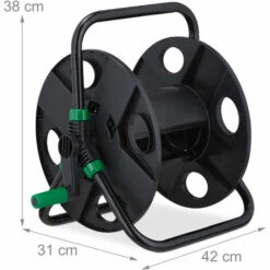 Relaxdays Dévidoir à Tuyau D’arrosage (30 M), Raccord 3/4", Acier Et Plastique, Avec Poignée Et Manivelle, Noir/vert -Tuyau d'arrosage Soldes 58046481 5