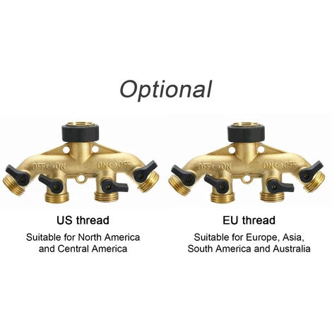 TANCYCO Séparateur De Tuyau D'arrosage à 4 Voies Connecteur De Tuyau De 3/4 Po Inverseur D'eau En Cuivre Avec 4 Vannes Pour Le Lavage De Voiture D'irrigation De Pelouse De Jardin 4 TANCYCO Séparateur De Tuyau D'arrosage à 4 Voies Connecteur De Tuyau De 3/4 Po Inverseur D'eau En Cuivre Avec 4 Vannes Pour Le Lavage De Voiture D'irrigation De Pelouse De Jardin – Image 2