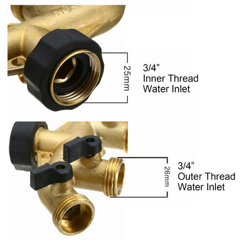 TANCYCO Séparateur De Tuyau D'arrosage à 4 Voies Connecteur De Tuyau De 3/4 Po Inverseur D'eau En Cuivre Avec 4 Vannes Pour Le Lavage De Voiture D'irrigation De Pelouse De Jardin 6 TANCYCO Séparateur De Tuyau D'arrosage à 4 Voies Connecteur De Tuyau De 3/4 Po Inverseur D'eau En Cuivre Avec 4 Vannes Pour Le Lavage De Voiture D'irrigation De Pelouse De Jardin – Image 4