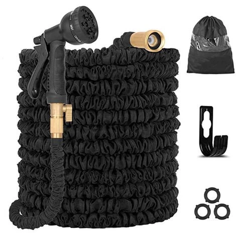 GRID COOL Tuyau Arrosage Extensible, 50ft Tuyau D'arrosage Tube En Latex à 3 Couches Avec Pistolet 8 Fonctions, Tuyau Magique Extensible, Support De Tuyau, Anti-fuite, Pour Jardinage, Voiture (Noir50FT) 3 GRID COOL Tuyau Arrosage Extensible, 50ft Tuyau D'arrosage Tube En Latex à 3 Couches Avec Pistolet 8 Fonctions, Tuyau Magique Extensible, Support De Tuyau, Anti-fuite, Pour Jardinage, Voiture (Noir50FT)