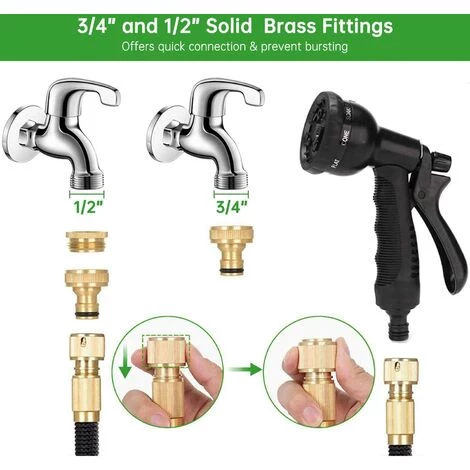 AOUGO Tuyau D'arrosage Flexible De 30 M Tuyau D'arrosage Extensible Avec 8 Fonctions Tuyau D'eau De Pulvérisation Pour L'irrigation Et Le Nettoyage Du Jardin Noir 4 AOUGO Tuyau D'arrosage Flexible De 30 M Tuyau D'arrosage Extensible Avec 8 Fonctions Tuyau D'eau De Pulvérisation Pour L'irrigation Et Le Nettoyage Du Jardin Noir – Image 4