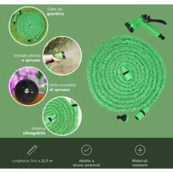 AOUGO Tuyau D'arrosage Extensible Pour Jardin, Tuyau Pliable Avec Crochet, 7 Fonctions, Tuyau D'arrosage Extensible Avec 7 Jets Pour Jardinage, Extérieur 22,5 M. -Tuyau d'arrosage Soldes 58576203 5