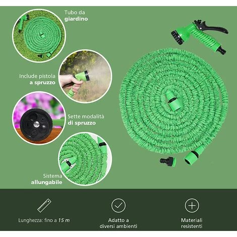 AOUGO Tuyau D'arrosage Extensible Pour Jardin, Tuyau Pliable Avec Crochet, 7 Fonctions, Tuyau D'arrosage Extensible Avec 7 Jets Pour Jardinage, Extérieur 15 M. 7 AOUGO Tuyau D'arrosage Extensible Pour Jardin, Tuyau Pliable Avec Crochet, 7 Fonctions, Tuyau D'arrosage Extensible Avec 7 Jets Pour Jardinage, Extérieur 15 M. – Image 5