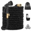 AOUGO Tuyau D'arrosage Extensible Jusqu'à 30 M Avec Pistolet 8 Fonctions, Raccords En Laiton, Support De Tuyau, Sac De Rangement (noir)