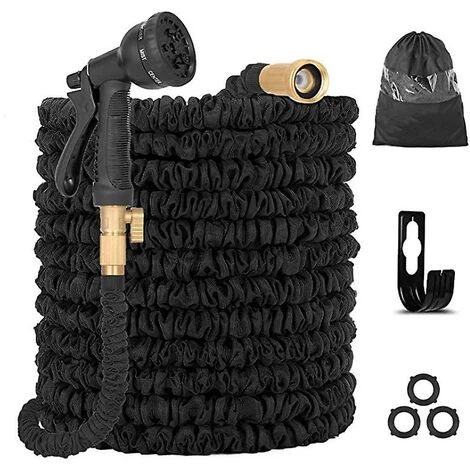 AOUGO Tuyau D'arrosage Extensible Jusqu'à 30 M Avec Pistolet 8 Fonctions, Raccords En Laiton, Support De Tuyau, Sac De Rangement (noir) 3 AOUGO Tuyau D'arrosage Extensible Jusqu'à 30 M Avec Pistolet 8 Fonctions, Raccords En Laiton, Support De Tuyau, Sac De Rangement (noir)