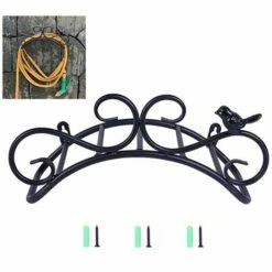 Kartokner Support De Tuyau Support Mural Support De Tuyau De Jardin Supports De Suspension Fixés Au Mur Décoratif Support De Tuyau De Jardin En Fonte (35 X 17 X 15 Cm, Noir)