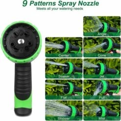 LTS FAFA Tuyau Arrosage Extensible 30m 100ft Tuyau D’arrosage Retractable Avec Support Et Pistolet Arrosage 9 Fonctions Raccords En Laiton -Tuyau d'arrosage Soldes 59153975 2