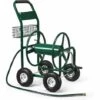 GOPLUS Chariot Dévidoir Pour Tuyau D’Arrosage Sur Roues Pour Jardin, Avec Panier De Rangement, Dans Un Cadre Métallique Robuste, 96 X 62 X113CM, Vert