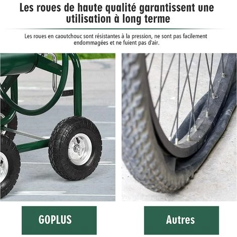 GOPLUS Chariot Dévidoir Pour Tuyau D’Arrosage Sur Roues Pour Jardin, Avec Panier De Rangement, Dans Un Cadre Métallique Robuste, 96 X 62 X113CM, Vert 4 GOPLUS Chariot Dévidoir Pour Tuyau D’Arrosage Sur Roues Pour Jardin, Avec Panier De Rangement, Dans Un Cadre Métallique Robuste, 96 X 62 X113CM, Vert – Image 2