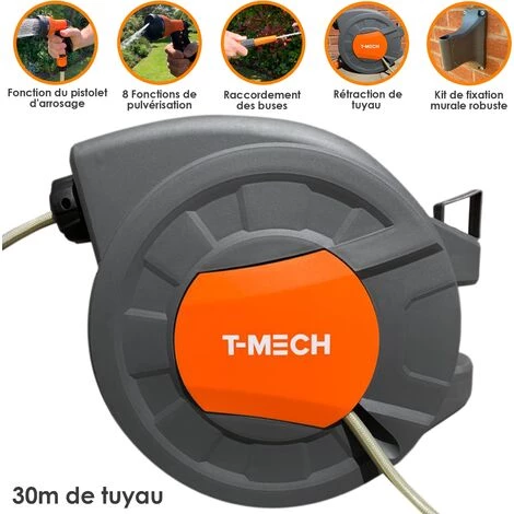 MONSTER SHOP Enrouleur Automatique Tuyau Arrossage Jardin 30M Mural Pivotant 180° Retractable - Orange 3 MONSTER SHOP Enrouleur Automatique Tuyau Arrossage Jardin 30M Mural Pivotant 180° Retractable - Orange