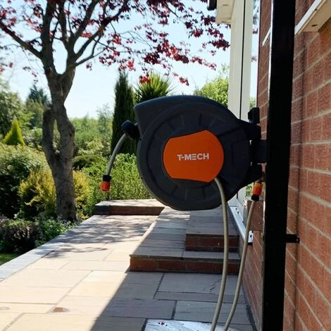 MONSTER SHOP Enrouleur Automatique Tuyau Arrossage Jardin 30M Mural Pivotant 180° Retractable - Orange 7 MONSTER SHOP Enrouleur Automatique Tuyau Arrossage Jardin 30M Mural Pivotant 180° Retractable - Orange – Image 5