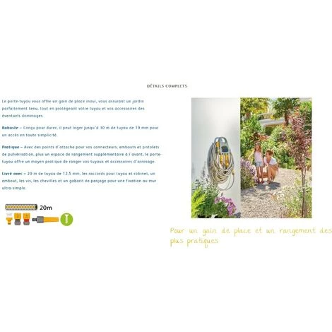 HOZELOCK Porte Tuyau Mural Avec Tuyau 20 Mètres Raccords Et Embout 5 HOZELOCK Porte Tuyau Mural Avec Tuyau 20 Mètres Raccords Et Embout – Image 3