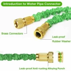 XUEQIEE Tuyau D'arrosage Tuyau Flexible Extensible 30M Tuyau D'eau De Jardin Avec Raccords En Laiton / Buse De Pulvérisation à 7 Fonctions / Support De Tuyau-Pour Jardin, Arrosage, Nettoyage (Vert) GrooFoo -Tuyau d'arrosage Soldes 59788370 3
