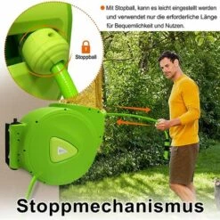 PESCE Enrouleur Tuyau Arrosage Automatique 30m - Tuyau D'arrosage Mural Montage Mural Et Pivotement à 180°- Pour Jardin, Garage, Agriculture (30m) -Tuyau d'arrosage Soldes 60169440 5