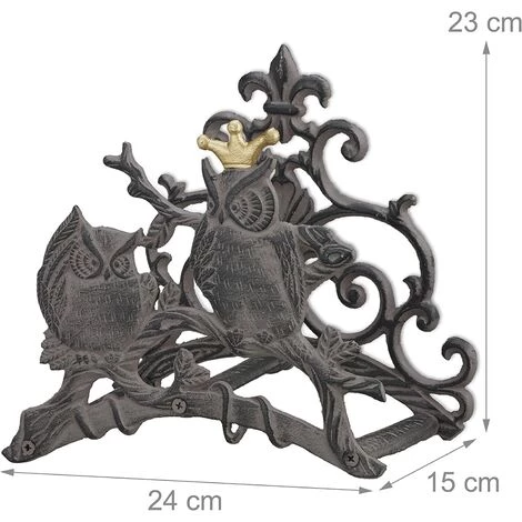 PESCE Porte Tuyau Chouette Support Pour Tuyau Jardin Mural Enrouleur Nostalgique Fonte HxlxP: 23 X 24 X 15 Cm, Gris 6 PESCE Porte Tuyau Chouette Support Pour Tuyau Jardin Mural Enrouleur Nostalgique Fonte HxlxP: 23 X 24 X 15 Cm, Gris – Image 4