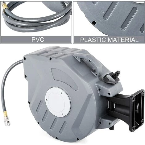 PESCE Dévidoir Mural Automatique, Pour Tuyau D'Air Enrouleur Tuyau D'Eau, Rétractable 20 M Diamètre 9,5 Mm Enrouleur Tuyau Arrosage, Rembobinage Auto Dévidoir Pivotant, En PP Autosuperposée Jardin 5 PESCE Dévidoir Mural Automatique, Pour Tuyau D'Air Enrouleur Tuyau D'Eau, Rétractable 20 M Diamètre 9,5 Mm Enrouleur Tuyau Arrosage, Rembobinage Auto Dévidoir Pivotant, En PP Autosuperposée Jardin – Image 3