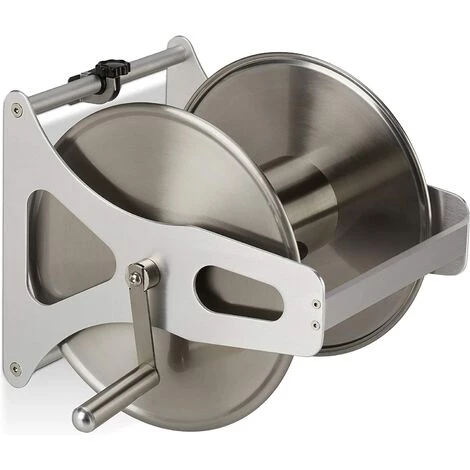 PESCE Enrouleur Pour Tuyau Métal, Dévidoir Vide, Acier Inoxydable & Aluminium, Sol & Mur, 30,5x45x36,5 Cm, Argenté 3 PESCE Enrouleur Pour Tuyau Métal, Dévidoir Vide, Acier Inoxydable & Aluminium, Sol & Mur, 30,5x45x36,5 Cm, Argenté