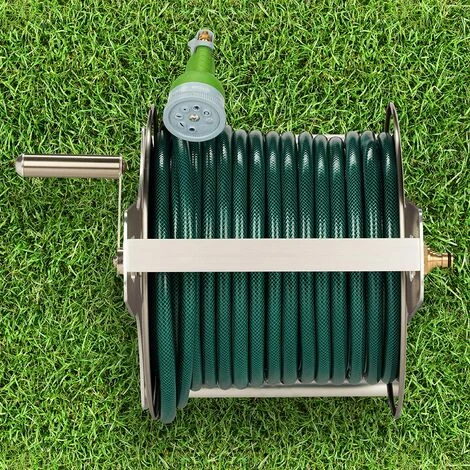 PESCE Enrouleur Pour Tuyau Métal, Dévidoir Vide, Acier Inoxydable & Aluminium, Sol & Mur, 30,5x45x36,5 Cm, Argenté 5 PESCE Enrouleur Pour Tuyau Métal, Dévidoir Vide, Acier Inoxydable & Aluminium, Sol & Mur, 30,5x45x36,5 Cm, Argenté – Image 3