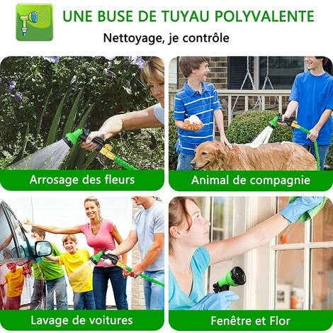 ZOLGINAH Tuyau D'arrosage Extensible 15M/50FT Tuyau Arrosage De Jardin Tuyau Flexible Rétractable Avec Pistolet à 8 Fonctions Pour Jardinage,Laver La Voiture,Arroser,Baigner Animal Etc(Vert) 7 ZOLGINAH Tuyau D'arrosage Extensible 15M/50FT Tuyau Arrosage De Jardin Tuyau Flexible Rétractable Avec Pistolet à 8 Fonctions Pour Jardinage,Laver La Voiture,Arroser,Baigner Animal Etc(Vert) – Image 5