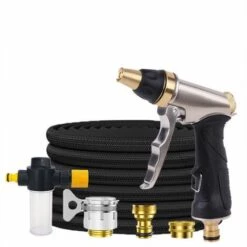 Yoouyida Tuyau D’arrosage, Tuyau Arrosage Rétractable à Pistolet D’arrosage Avec Raccord En Laiton, Tuyau D’Eau Pour Jardin Lavage De Voiture Et Douches Des Animaux(noir)